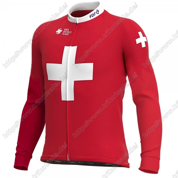 Swiss FDJ 2021 Fahrradbekleidung Radtrikot Langarm GYACI