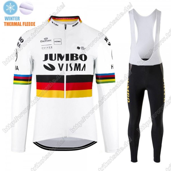 Winter Thermal Fleece Jumbo Visma 2021 Germany Fahrradbekleidung Radtrikot Langarm+Lang Trägerhose JUPPQ