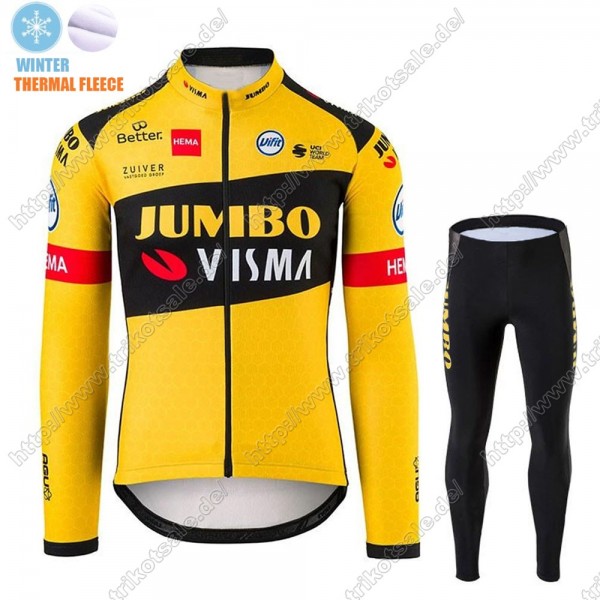 Winter Thermal Fleece Jumbo Visma 2021 Pro Team Fahrradbekleidung Radtrikot Langarm+Collant Cycliste UZFTZ