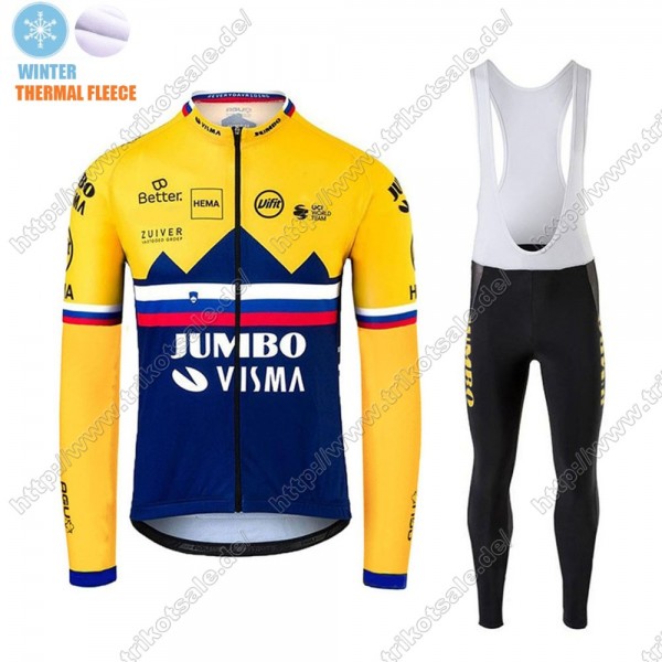 Winter Thermal Fleece Jumbo Visma 2021 SLOVAKIAN Fahrradbekleidung Radtrikot Langarm+Lang Trägerhose OSKVI