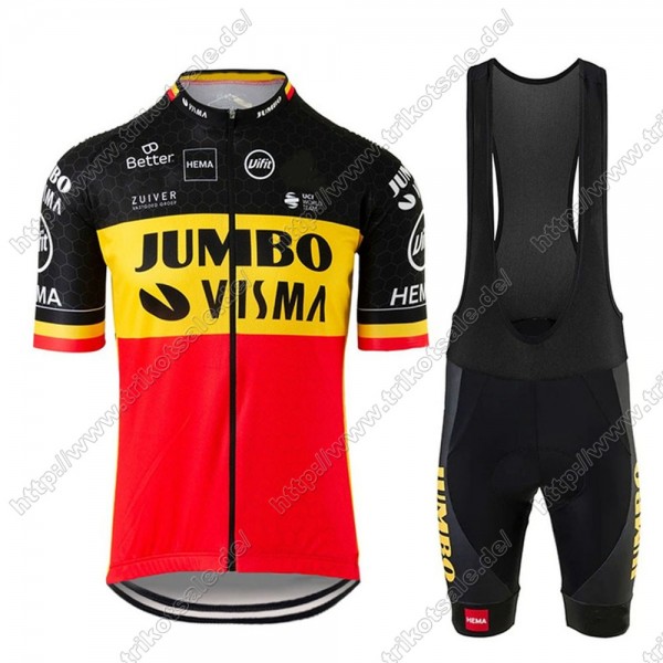 Jumbo Visma 2021 Beligum Fahrradbekleidung Radteamtrikot Kurzarm+Kurz Radhose Kaufen DTPLN