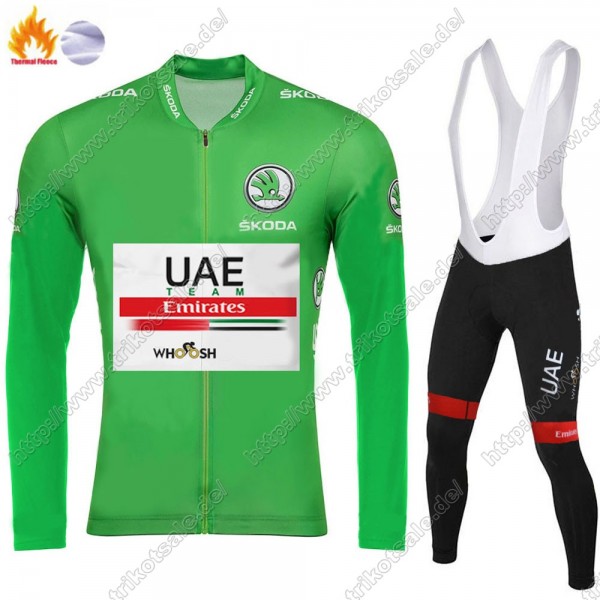 Winter Thermal Fleece UAE EMIRATES Tour De France 2021 Fahrradbekleidung Radtrikot Langarm+Lang Trägerhose IAFFA