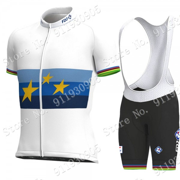 FDJ Pro Team European Champion 2021 Fahrradbekleidung Radteamtrikot Kurzarm+Kurz Radhose Kaufen 586 JVz4K