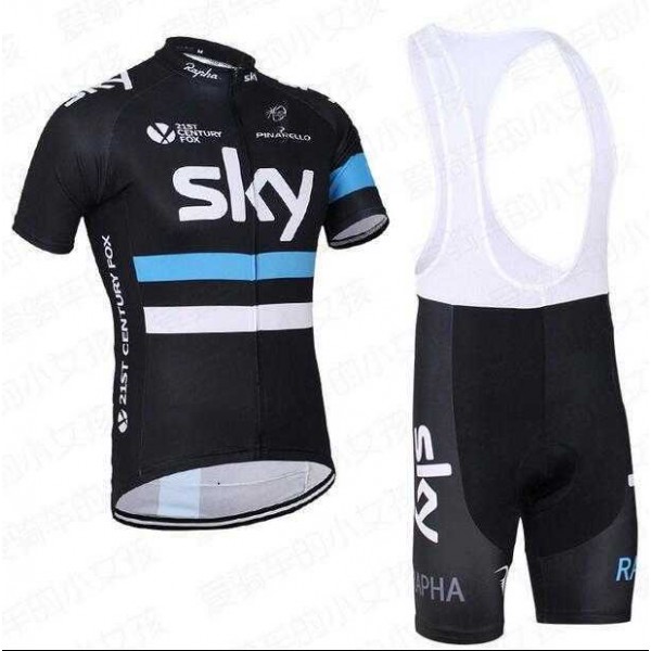 2016 SKY Pro Fahrradbekleidung Radteamtrikot Kurzarm+Kurz Radhose Kaufen Schwarz blau_01 WEWF2