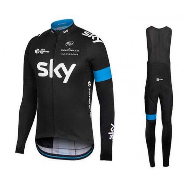 2016 SKY British Set Radtrikot Langarm+Lange Trägerhosen Online vliezen Schwarz blau H6QKC