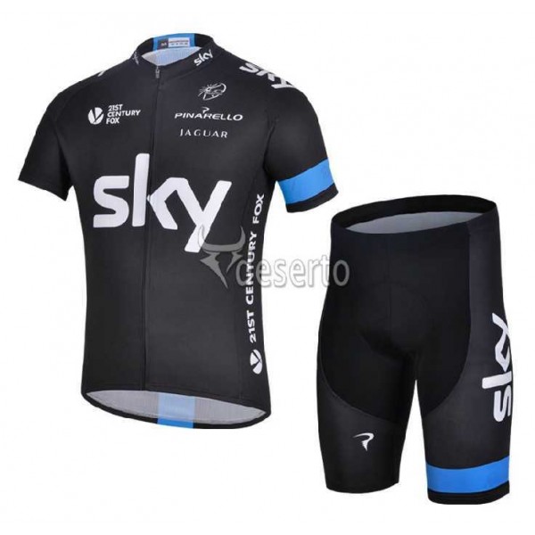 Teams Sky 2014 Radbekleidung Radtrikot Kurzarm und Fahrradhosen Kurz RUNS7