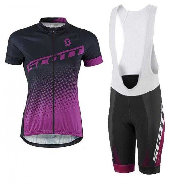 2016-2017 Scott Fahrradbekleidung Radteamtrikot Kurzarm+Kurz Radhose Kaufen purper Damen H6FSN