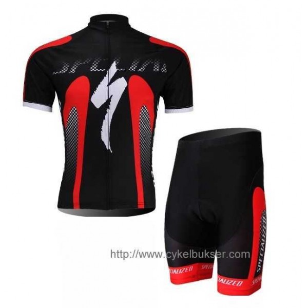 Specialized S-work Radbekleidung Radtrikot Kurzarm und Fahrradhosen Kurz Schwarz Rot Y2202