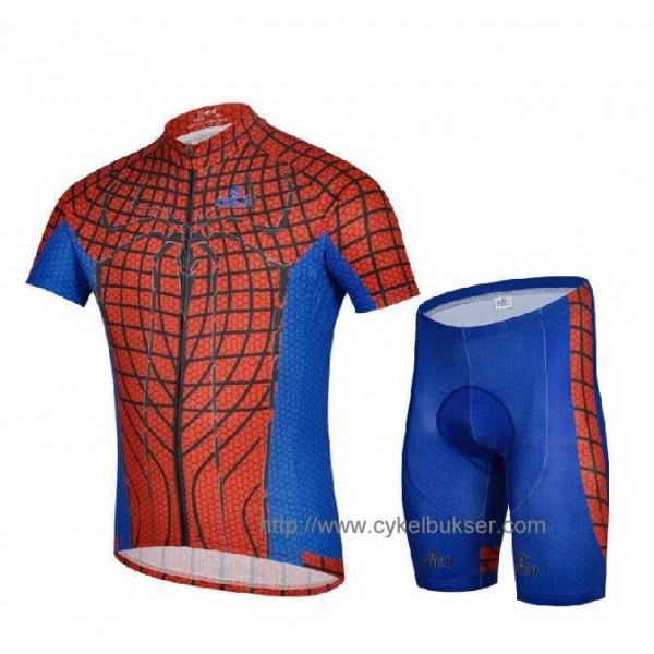 Spider-Man Radbekleidung Radtrikot Kurzarm und Fahrradhosen Kurz Rot blau HXOYQ