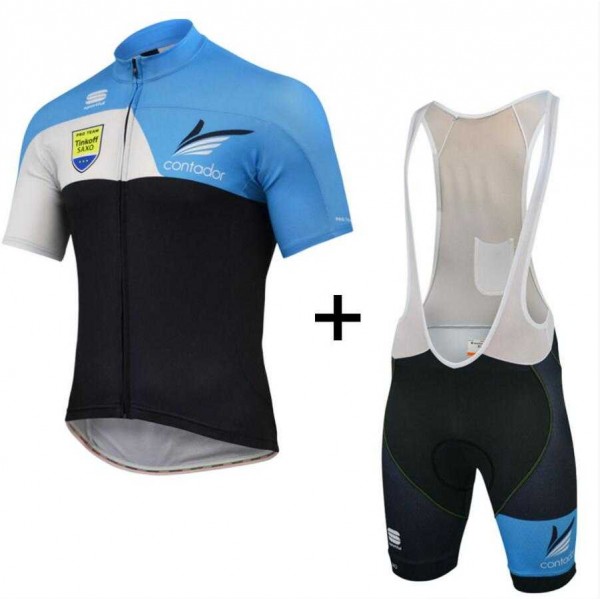 2015 Tinkoff Fahrradbekleidung Radteamtrikot Kurzarm+Kurz Radhose Kaufen blau Schwarz JDL26