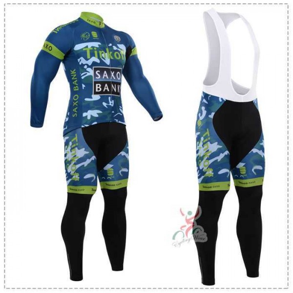 2015 Tinkoff Saxo Bank Camouflage Set lange mouw+lange Koersbroek grün MCEDH