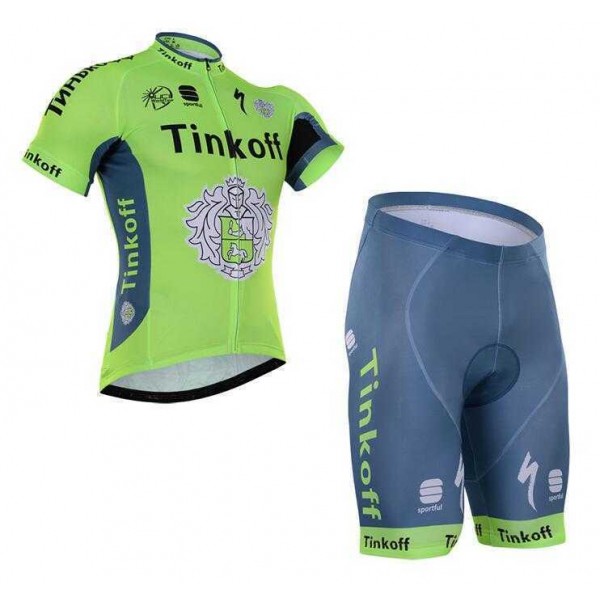 2016 Tinkoff Fahrradbekleidung Radteamtrikot Kurzarm+Kurz Radhose grün 7TIOD