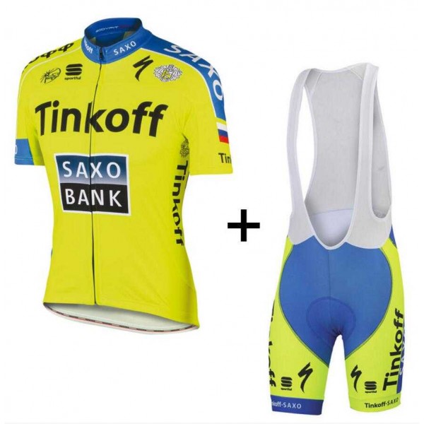 2015 Tinkoff Fahrradbekleidung Radteamtrikot Kurzarm+Kurz Radhose Kaufen gelb blau WET65