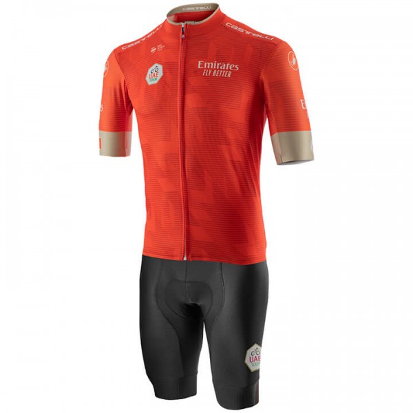 UAE Tour 2020 Fahrradbekleidung Kurzamtrikot+kurze Radhose Orange