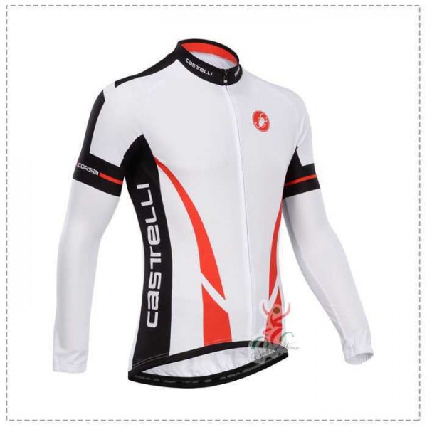 Castelli 2014 Fahrradbekleidung Radtrikot Langarm weiß Rot 9ESP7