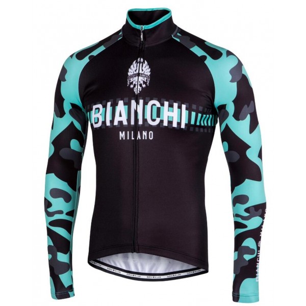 BIANCHI MILANO Brennero Schwarz/celeste Fahrradbekleidung Radtrikot Langarm DXGPN