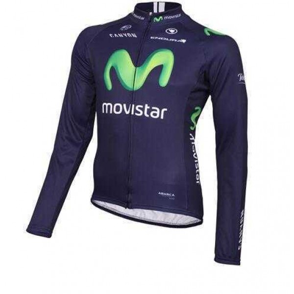 2016 Movistar Fahrradbekleidung Radtrikot Langarm vliezen blau 3G23L