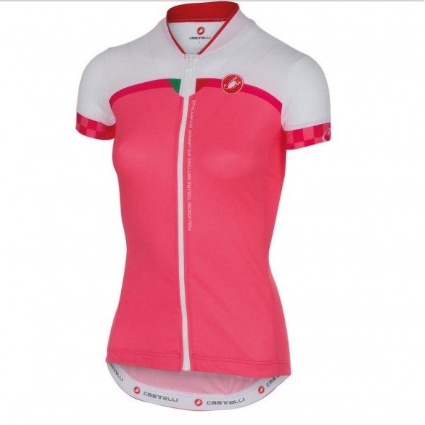 2016 Castelli vrouwen Duello Fahrradbekleidung Radtrikot roze T3QH0