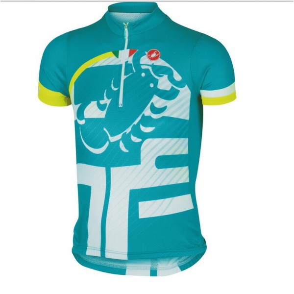 2016 Castelli Kinderen Veleno Fahrradbekleidung Radtrikot blau MQIF6