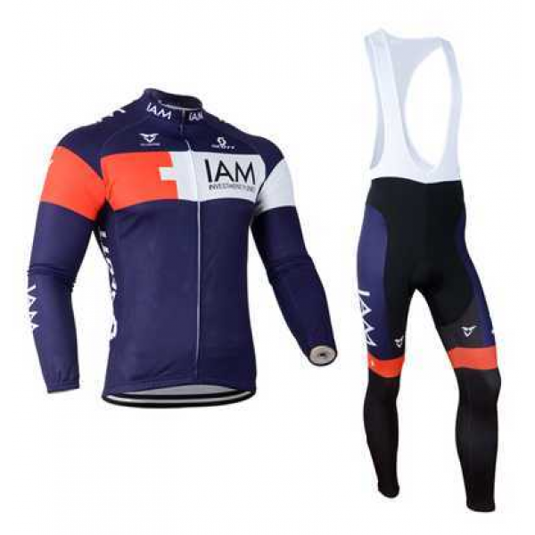 2014 IAM Scott Fahrradbekleidung Set Langarmtrikot+Lange Trägerhose blau YI5YY