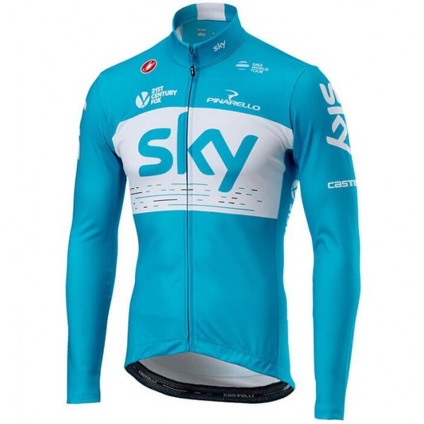 Team Sky 2018 blau Fahrradbekleidung Radtrikot Langarm P2QTJ