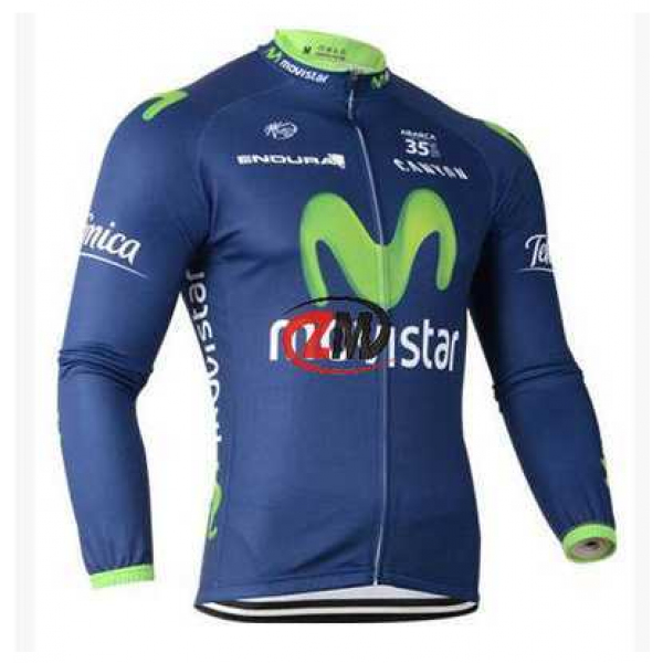 Movistar 2014 Fahrradbekleidung Radtrikot Langarm blau KERX6