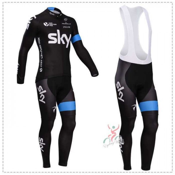 Goedkoop Sky 2014 Fahrradbekleidung Set Langarmtrikot+Lange Trägerhose ZPIKV