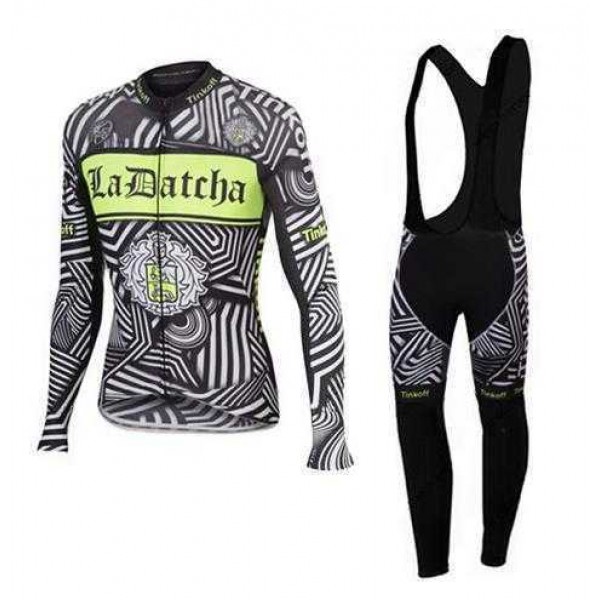 2016 ladatcha tinkoff zebra Fahrradbekleidung Set Langarmtrikot+Lange Trägerhose Schwarz QV3US