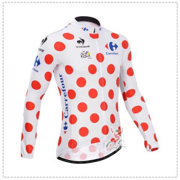 Tour de France le coq sportif 2014 Fahrradbekleidung Radtrikot Langarm polka-dot SGLS6