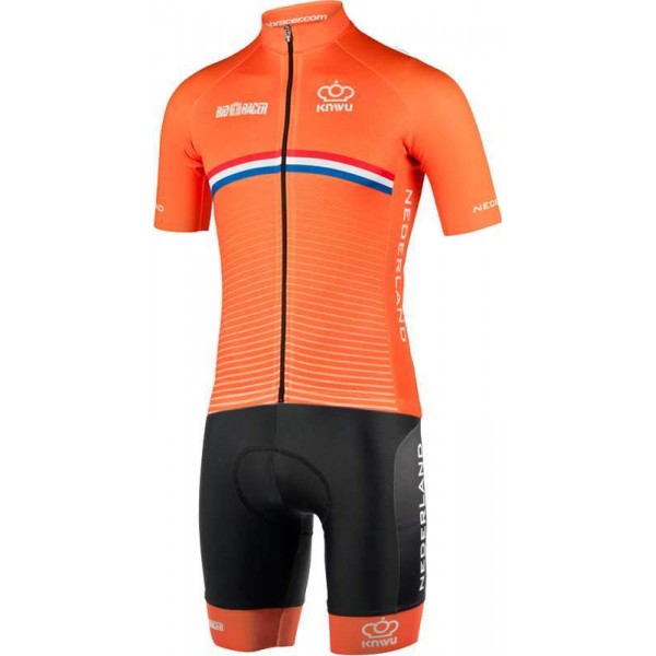 NIEDERLANDE 2022 Radtrikot kurzarm(langer RV)-Radsport-National-Team