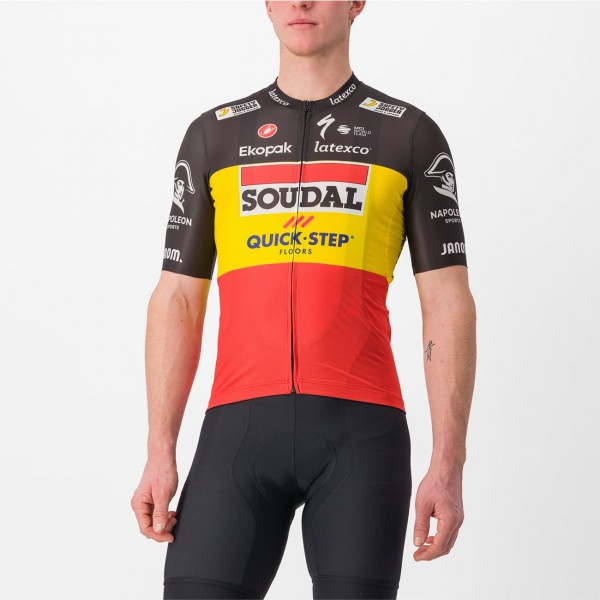 Soudal Quick-Step belgischer Meister 2023 Competizione Radtrikot kurzarm-Radsport-Profi-Team